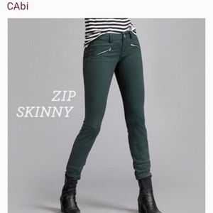 Cabi 3388 Zip Skinny Jeans in Hunter Green